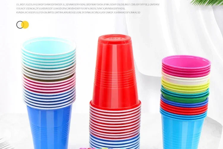 50PCS 16OZ Plastic Party Cups in Red Blue for Drinks, Soda, Punch, Barbecue, Cola or Water Disposable