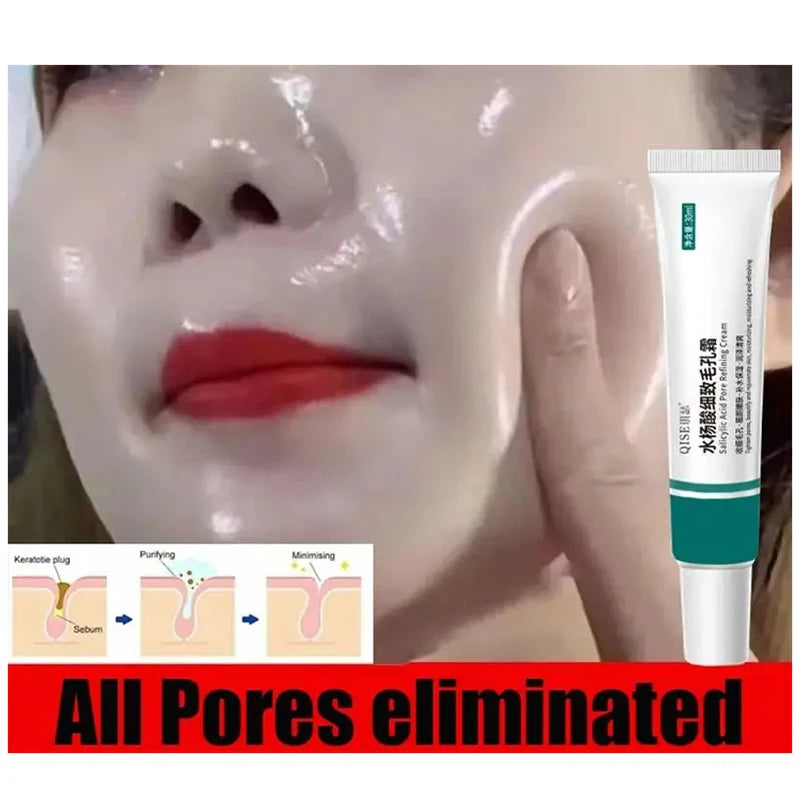 Salicylic Acid Pore Shrinking Cream Quick Remove Blackehead Elimination Large Pores Tighten Face Smooth Skin Care Products New