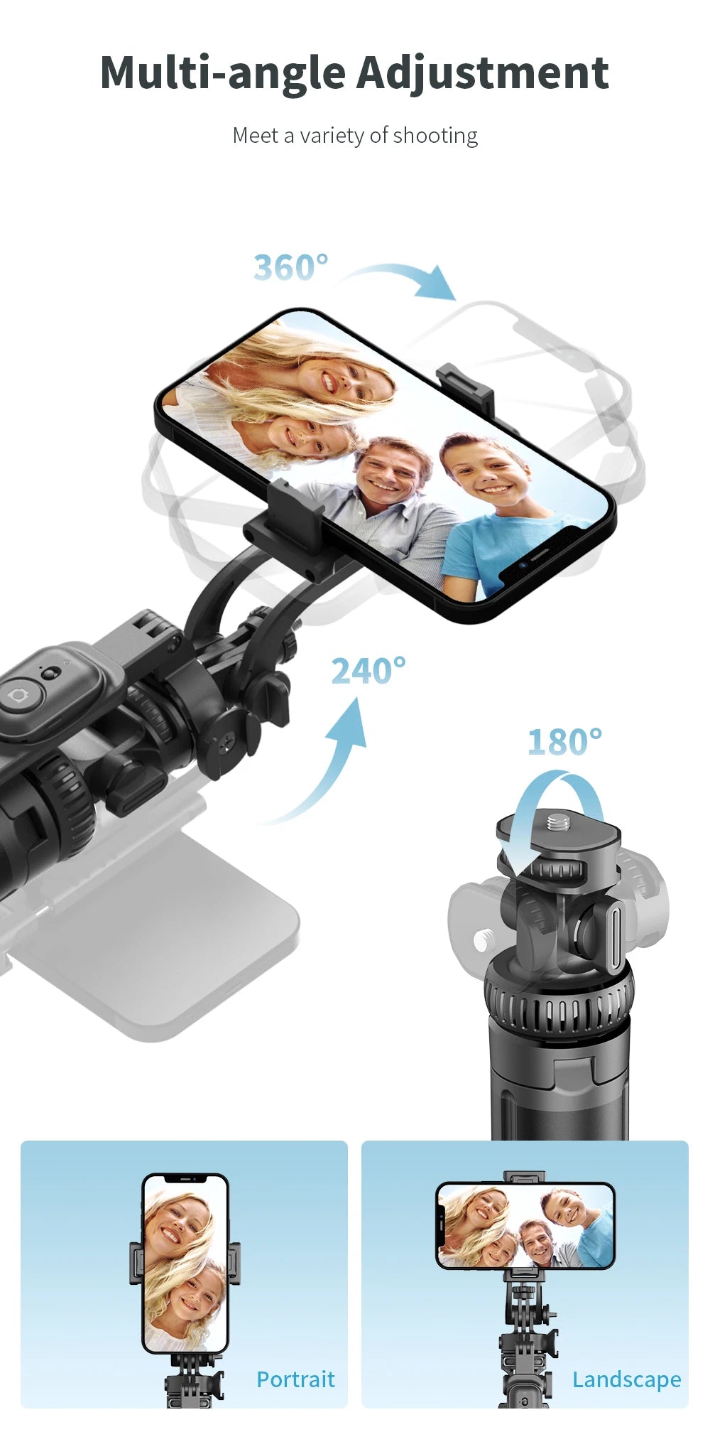 Selfie Stick with Stabilizer Auto Face Tracking Tripod for Mobile Wireless Selfie Stick Tripod Handheld Gimbal Stabilizer