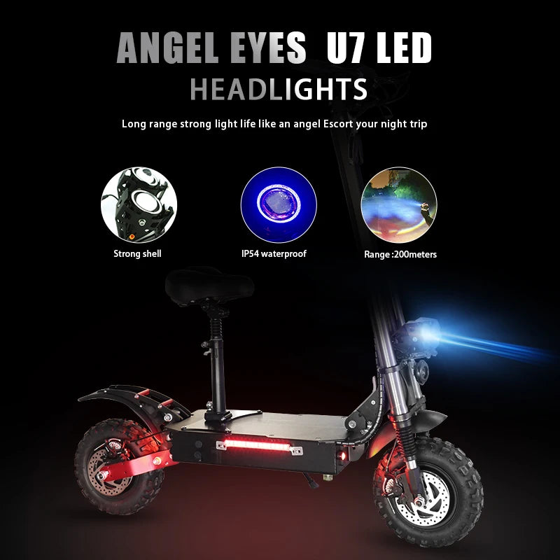 1200W 1300W 2400W 6000W Commuter Seated Adults Electric Scooter 48V/72V E-Scooter 10 inch Tubeless Off Road Tire with LCD