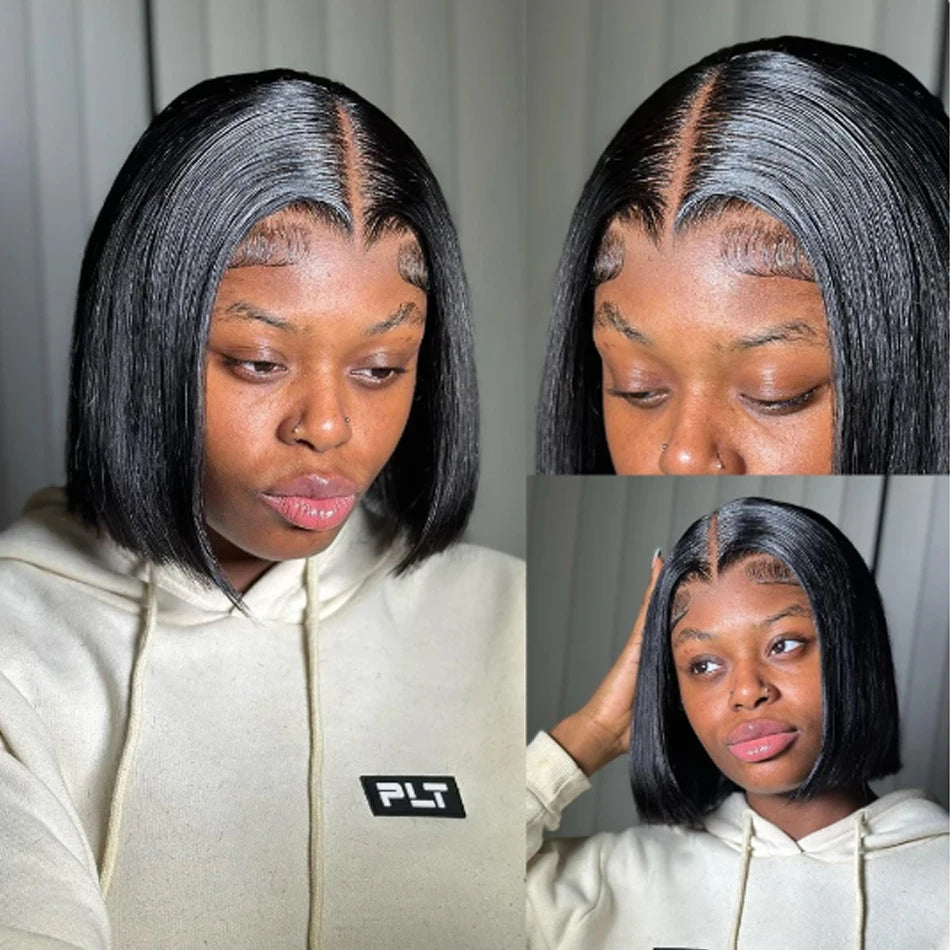 Wear Go Glueless Bob Wig Lace Front Human Hair Wigs Short Pre Plucked Straight 13x4 HD Transparent Lace Frontal Wig Bob on Sale