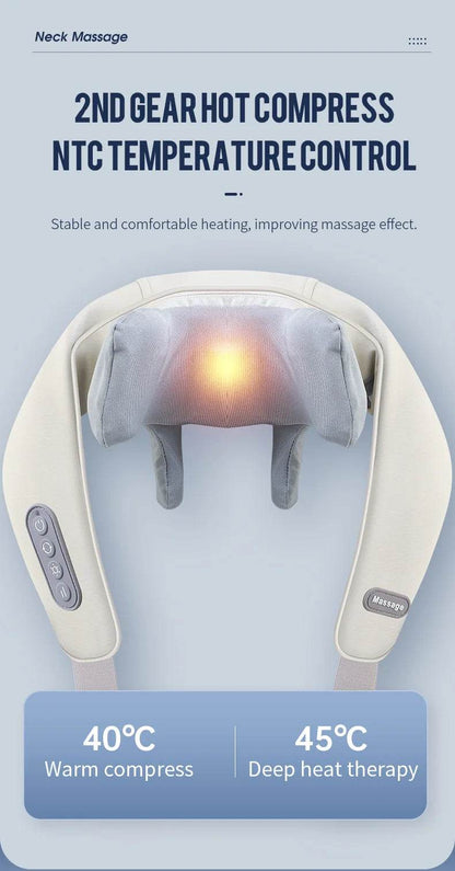 Foreverlily Wireless Neck And Back Massager Neck And Shoulder Kneading Massage Shawl Neck Cervical Relaxing Trapezius Massager - MarvelouStoree