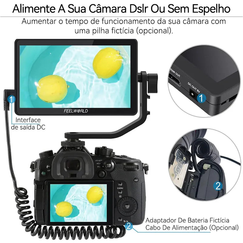 【 Do Brasil 】 FEELWORLD F6 PLUS V2 6 Inch Photography Camera Field Monitor 4K 3D Touch Screen IPS FHD 1920x1080 Video Focus HD