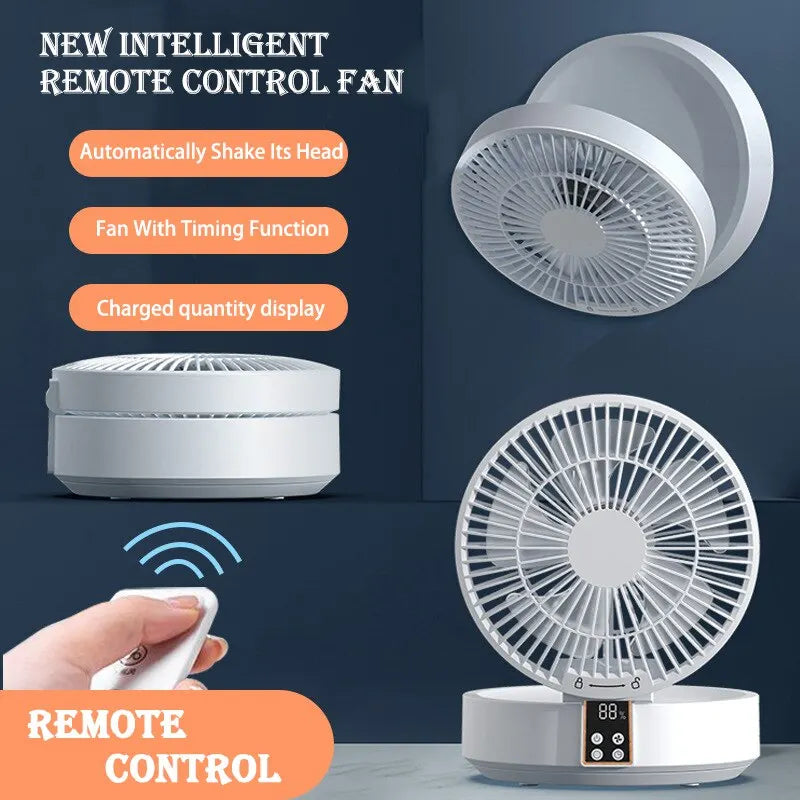 Fan with Remote Control 2023 Portable Wall-hanging Rechargeable Usb Electric Folding Fan Nightlight Air Cooler Household