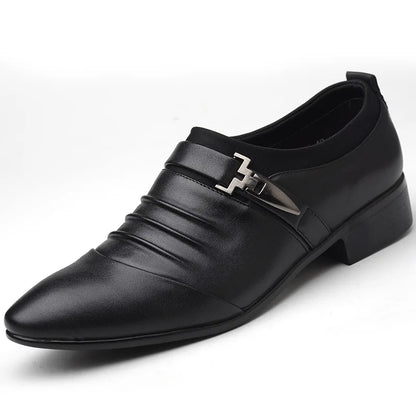 Classic Men Dress Shoes Slip on PU Leather Shoes for Men Plus Size Point Toe Business Casual Men Formal Shoes for Wedding