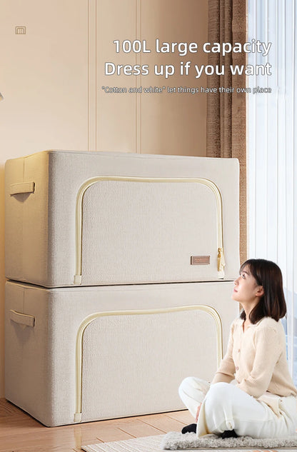 Cloth Storage Box, Fabric Clothing, Moving and Organizing Box, Folding Wardrobe, Dormitory Storage Basket, Household Use