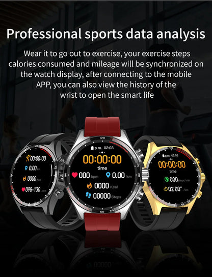 LIGE 2024 Smartwatch for Porsche Smart Watch Men Digital Watches Outdoor Sports Compass and NFC Bluetooth Call Wristwatch Golden