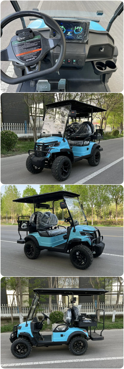 2 Seats 72V Lithium Battery 2 Passengers Electric Off Road Club Car Golf Buggy Cart with Golf Bag Rack