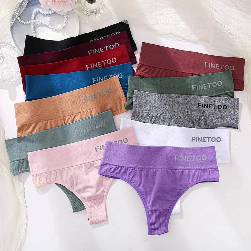 3PCS/Set Women's Panties Cotton Underwear FINETOO Large Size Sexy Thong Women Seamless Panties High Waist Girls Thongs M-2XL - MarvelouStore