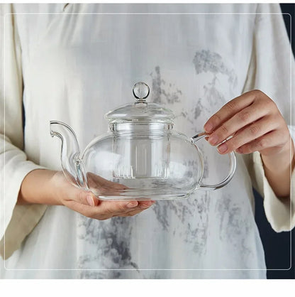 400/1100ml High Borosilicate Glass Teapot Thickened Heating Flower Tea Pot Transparent Glass Filter Teaware Kungfu Teaware