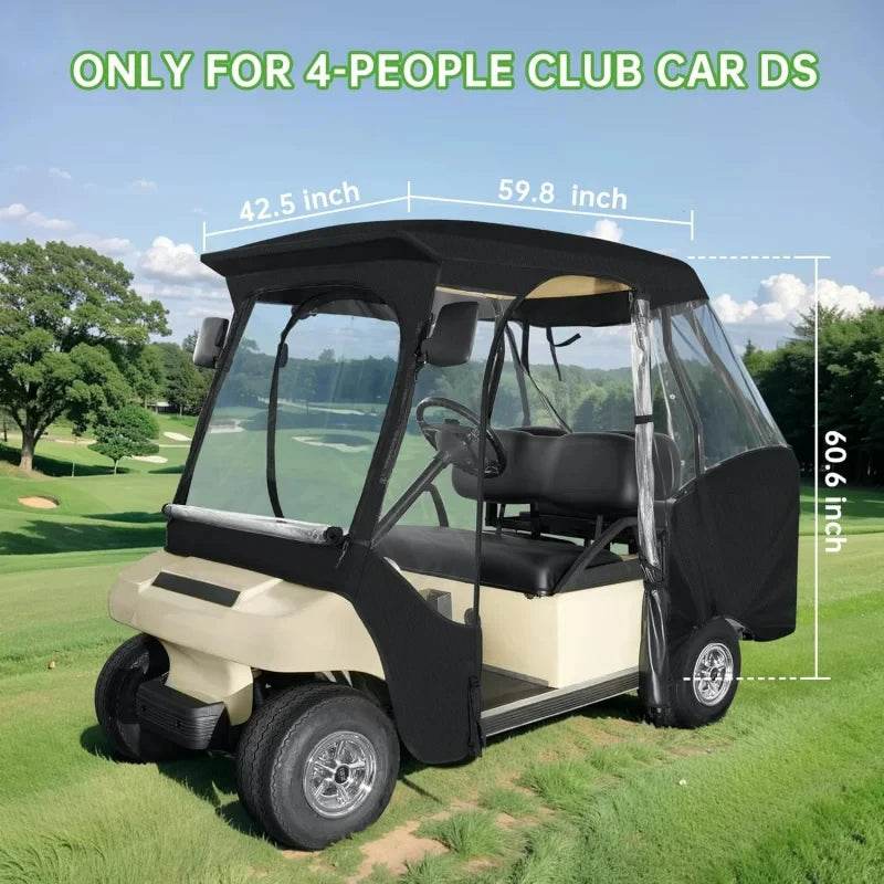 AQ10L0L Golf Cart 4 Passenger Driving Enclosure for Club Car DS,4-Sided Clear Window Rain Cover All Weather Waterproof Windproof - MarvelouStoree