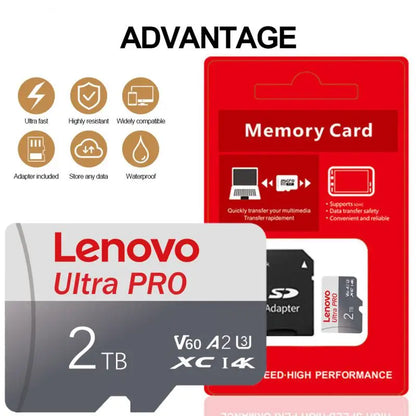 Lenovo 2TB 1TB Micro TF/SD Card Class 10 V60 A2 SD Card 256GB Memory Card 128GB 512GB TF Card For Phone/Camera/tablet/Drone