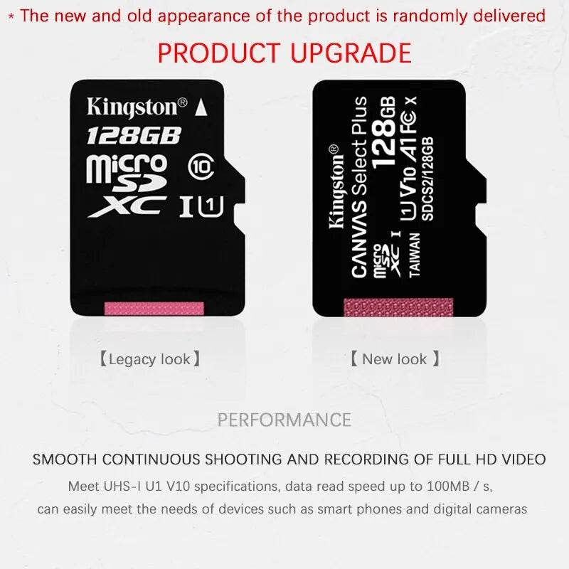 Kingston Memory Card 128GB 32GB Micro SD TF 64GB U1 V10 A1 MicroSD SDCS2 100Mb Reading Speed Class 10 Flash Micro Card for Phone - MarvelouStoree