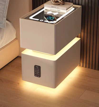 Creative 25cm Smart Bedside Table with Sensor Light Nordic Style Storage Cabinet Bedroom Nightstand with Wireless Charging