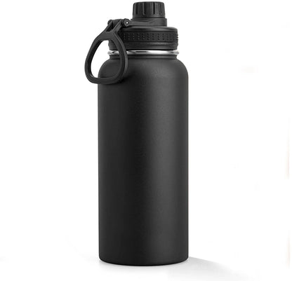 1000ml Stainless Steel Vacuum Insulated Sports Water Bottle with 100% Leak-Proof Travel Lid, w/Paracord Survival Handle, 32 oz