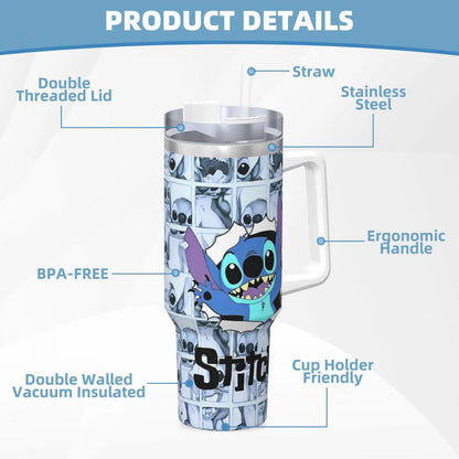 Custom Stitch Stainless Steel Tumbler Travel Mugs Cup Large Coffee Mug Portable Cold Drink Milk Tea Water Bottle