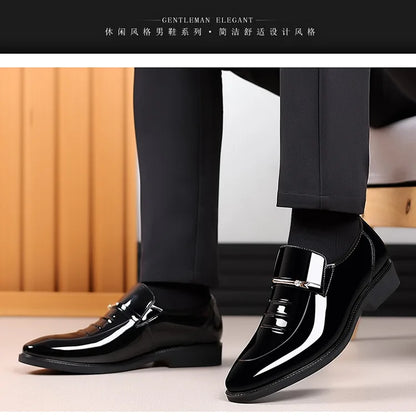 Patent Leather Shoes for Men Business Shoes Casual Point Toe Slip on Loafers for Men Luxury Party Wedding Plus Size Shoes2023