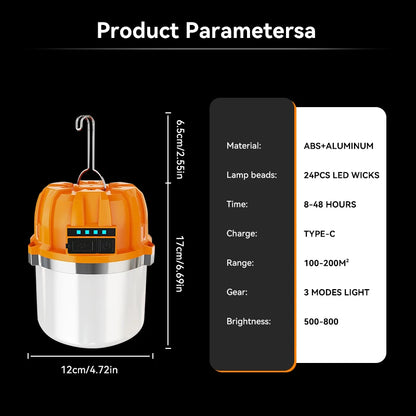 Built-in Battery Powerful USB Rechargeable LED Camping Lights Outdoor Camping BBQ Tents Hanging Lantern Emergency Power Bank