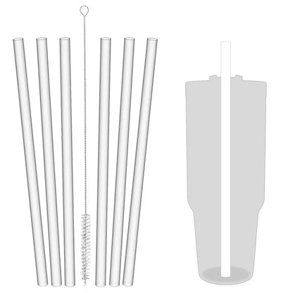 6 pack Replacement Straws for Stanley 40oz Adventure Quencher Travel Tumbler, Reusable Plastic Straws with Cleaning Brush