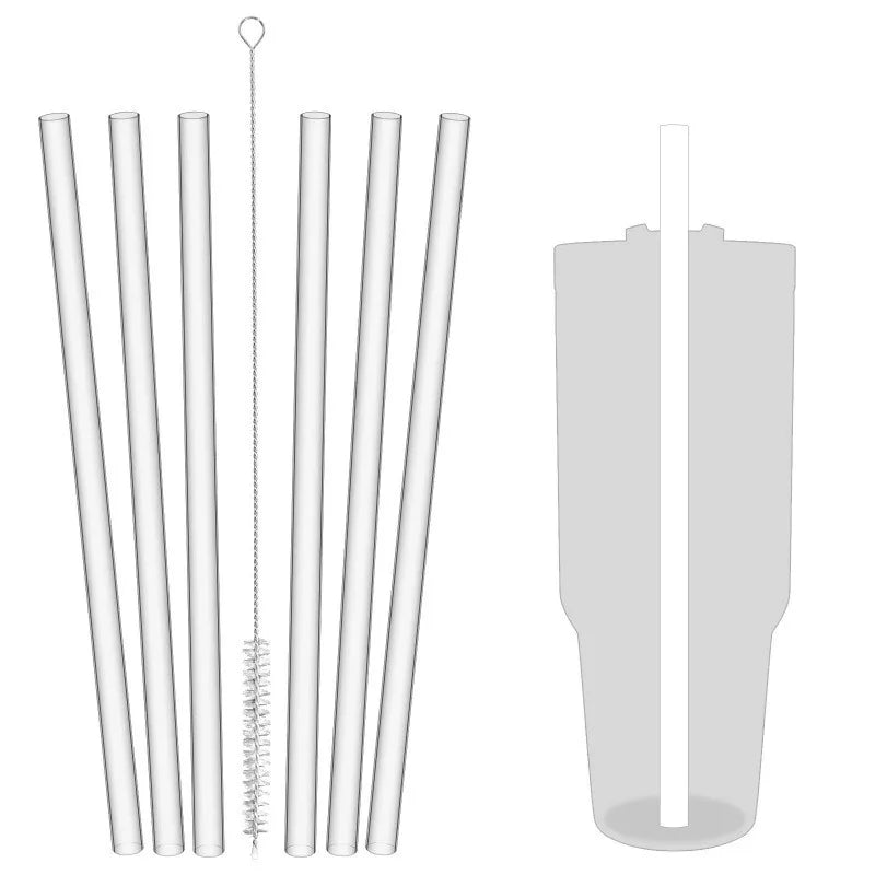 6 pack Replacement Straws for Stanley 40oz Adventure Quencher Travel Tumbler, Reusable Plastic Straws with Cleaning Brush