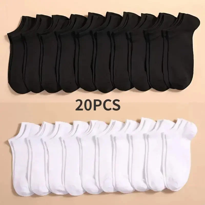 10 Pairs men Socks Breathable Sports socks Solid Color Boat socks Comfortable Cotton Ankle Socks White Black