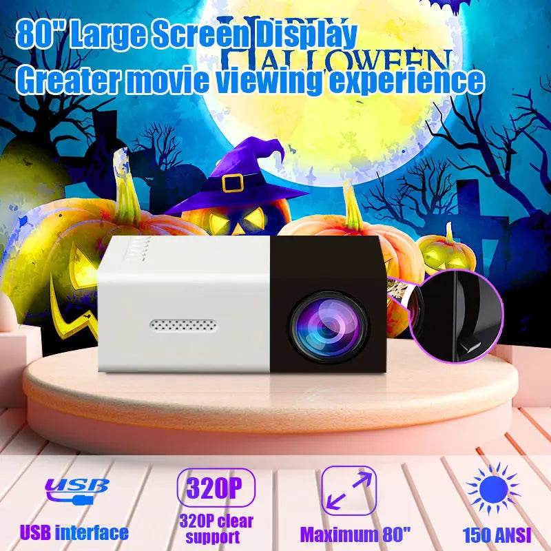 YG300 HD Mini Led Projector Equip 72 Inch Screen and Bracket Hdmi TF Usb Audio Home Media Player Beamer Travel Smart Projector - MarvelouStoree