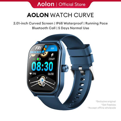 Aolon 2.01" Curved Screen Smartwatch Men Call Sports Waterproof Wrist Watches Fitness Bracelet Women Watch Clock Smart Watch