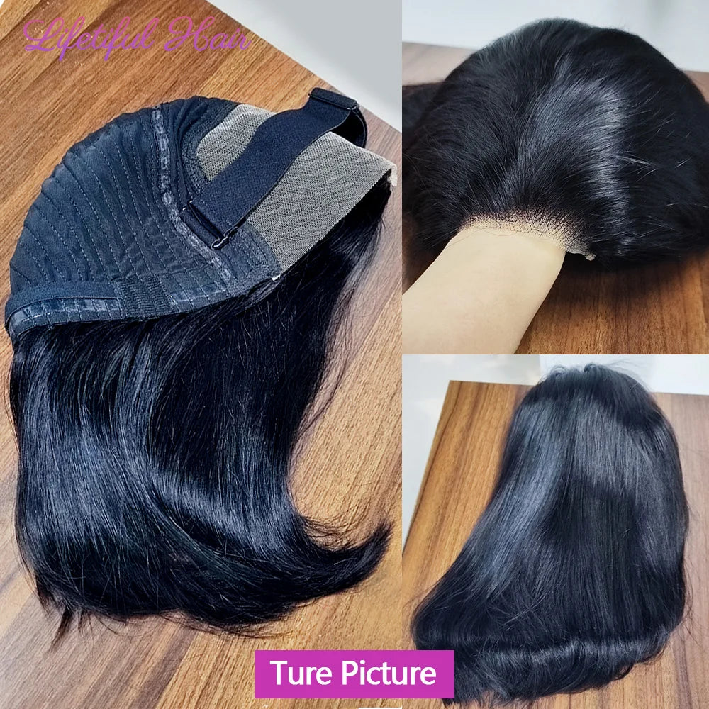 Glueless Bob Hair Wig Human Hair Ready To Wear Straight Transprent 4x4 Lace Closure Wigs For Women Glueless Wigs Human Hair