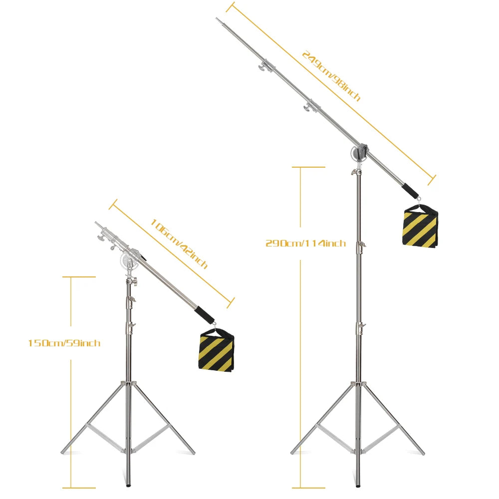 Studio Photo Telescopic Boom Arm Top Light Stand With Sandbag for Speedlite /Mini Flash Strobe /Softbox/LED Video