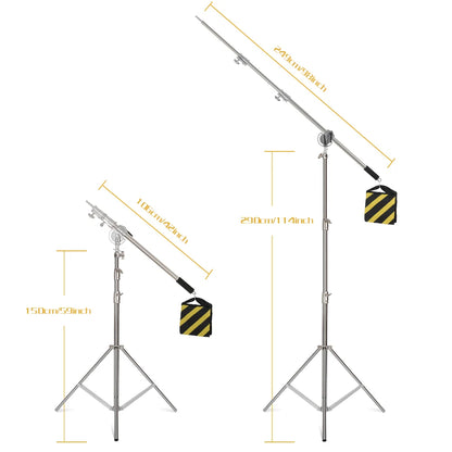 Studio Photo Telescopic Boom Arm Top Light Stand With Sandbag for Speedlite /Mini Flash Strobe /Softbox/LED Video