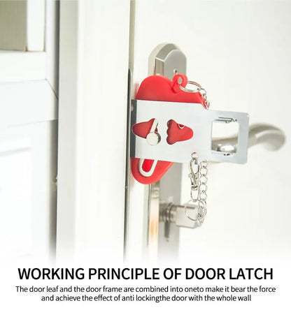 Security Portable Door Lock Latch No Drill Manual Hotel Room Devices For Add Security Holes Removable For Travel Safety