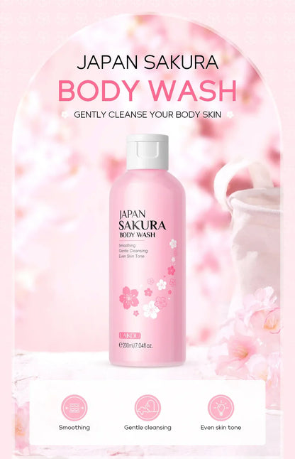 LAIKOU Sakura Shower Gel Long Moisturizing Smooth Long Lasting Fragrance Gentle Foam Body Cleansing Bath Product 200ml