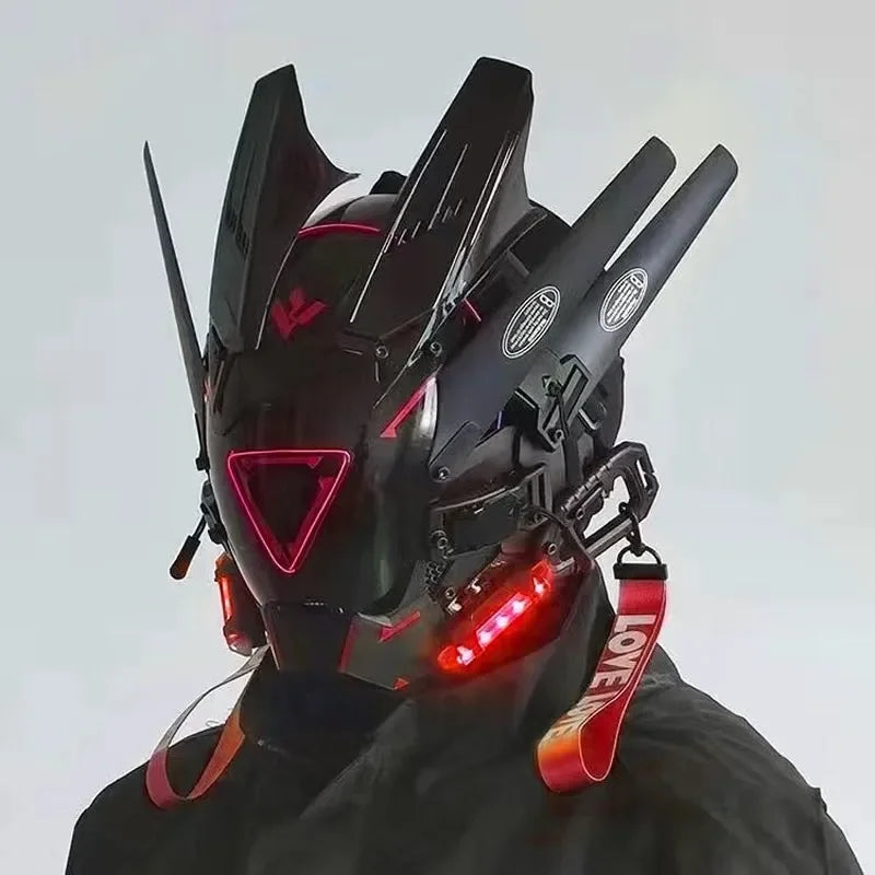 Round Light Wing Braid Triangle Light Festival LED Light Techno Sense Boy Helmet Cosplay Mask  Mascaras Cyberpunk Mask