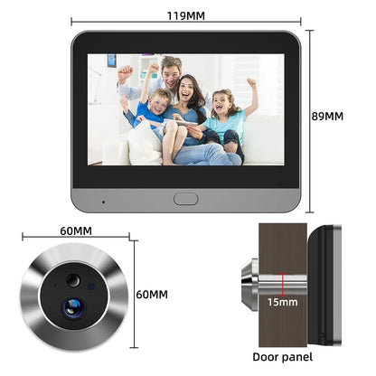 Mini Smart Tuya 3MP 140° Wide View Angle 2.4Ghz WiFi Magic Door Peephole Eye Camera Digital Door Viewer Doorbell Battery Powered