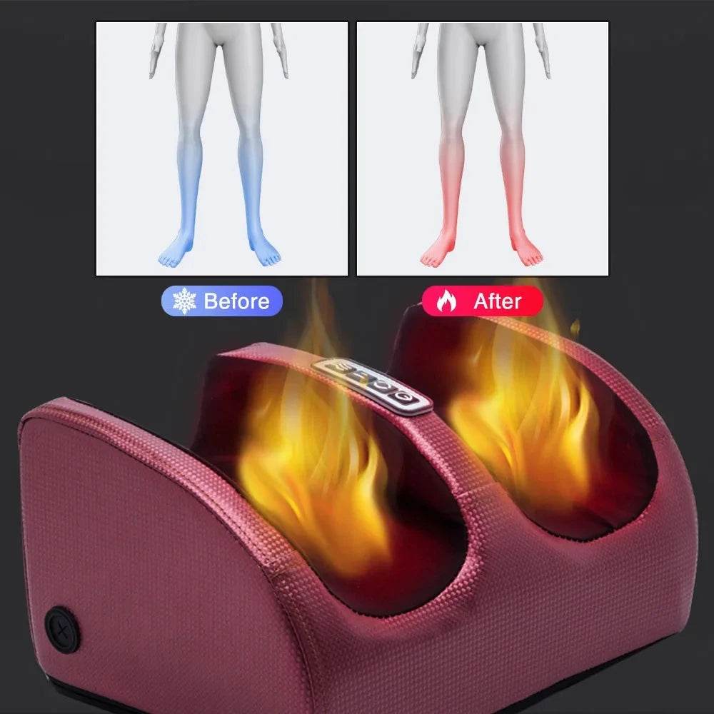 Electric Heating Foot Massager Foot Leg Shiatsu Machine Deep Tissue Hot Compress Kneading Roller Calf Massage Head Relaxation