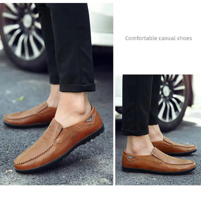 CLOHOO men's comfortable soft sole slip-on Loafers versatile casual men's shoes business formal leather shoes