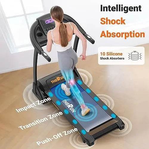 Incline Treadmill, Treadmill for Running and Walking, 300 lbs Weight Capacity Folding Treadmill with 0-15% Auto Incline, Wide Be - MarvelouStoree