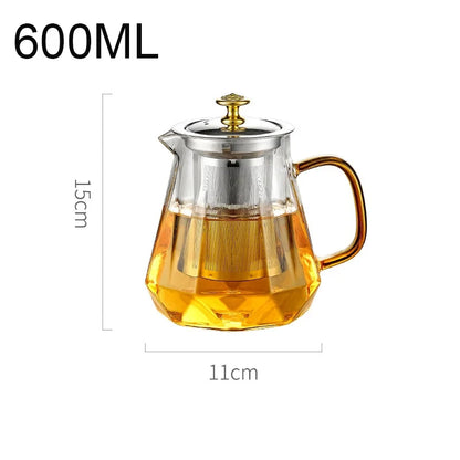 Glass Teapot with Infuser Heated Resistant Container for Flower Tea Herbal Pot Clear Tea Kettle Home Coffee Glass Teaware