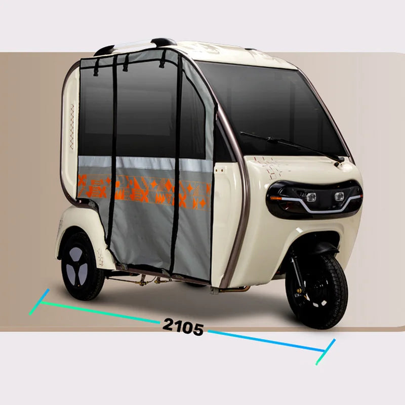 Hot Selling 48V 20Ah Carbon Steel Electric Tricycle 3-Wheel 800W Power with cabin