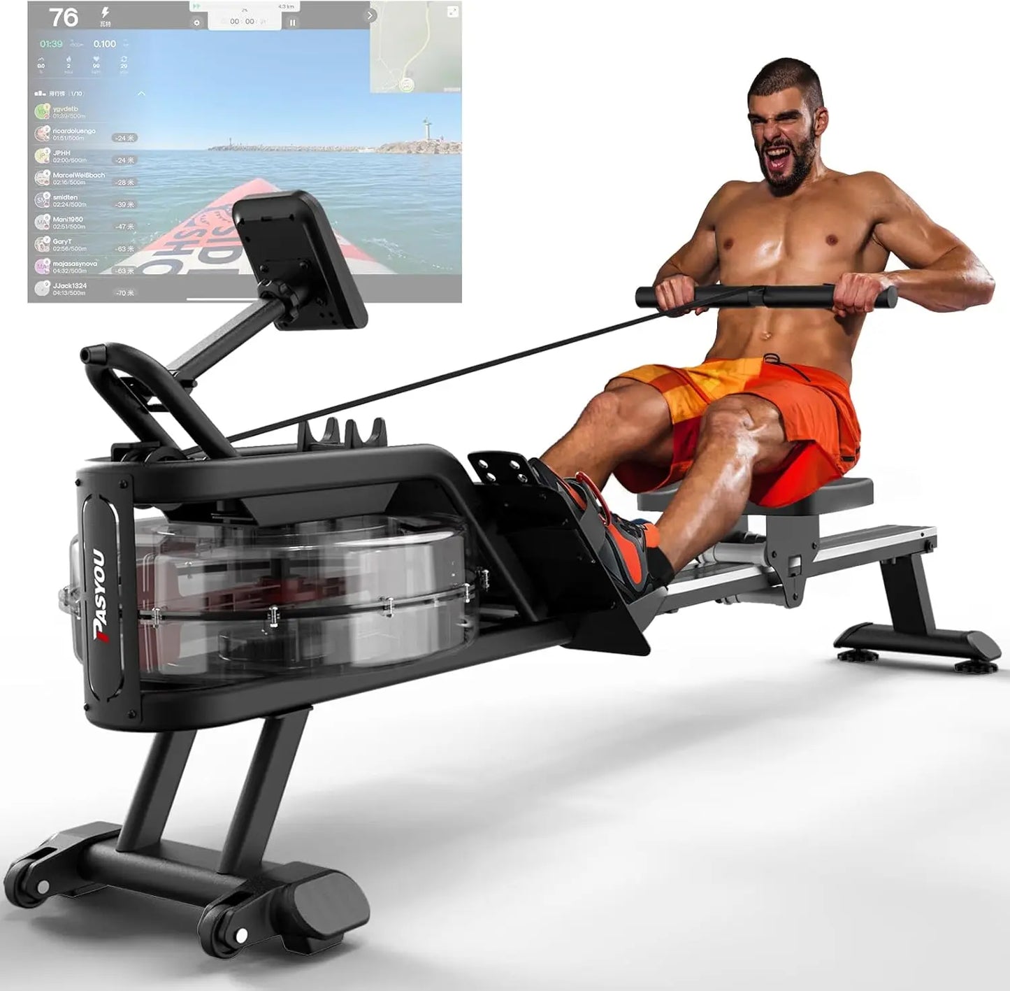 Waterrower for Home - Rower Machine for Cardio Training, Water Rowing Machine with Dedicated Monitor & Bluetooth, 350LBS