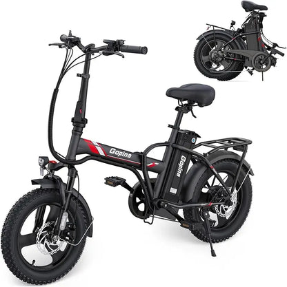 QVivi Gopina , 16" x 3.0 Fat Tire Bike, 350W Folding Electric Bicycle, 48V Removable Battery, Up to 40 Mile