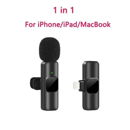 New Wireless Lavalier Microphone Portable Audio Video Recording Mini Mic for iPhone Android Live Broadcast Gaming Phone Mic - MarvelouStoree