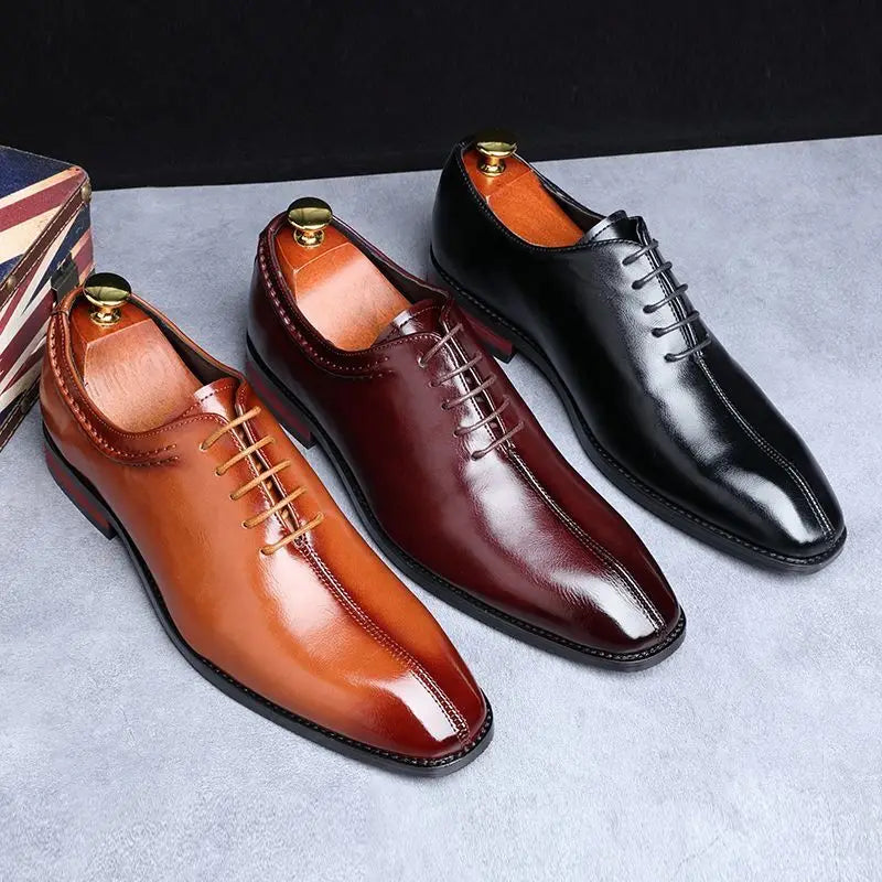 Man Classic Business Shoes Microfiber Leather Square Toe Lace-up Dress Office Flats For Men Fashion Wedding Party Oxfords