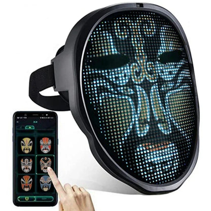 Bluetooth APP Control Smart Carnival Led Face Masks Display Led Light Up Mask Programmable Change Face DIY Photoes for Halloween