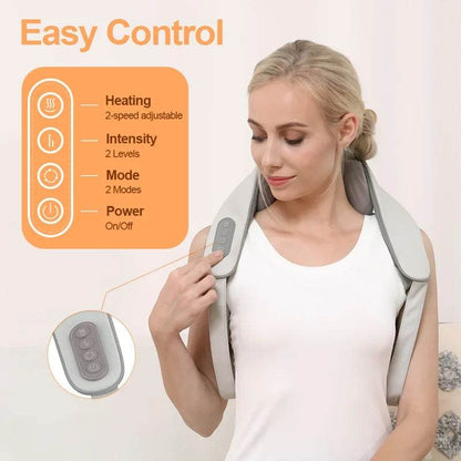 Wireless Neck and Back Massager Electric Neck Shoulder Massager, 6D Shiatsu Kneading Massage Shawl Cervical Trapezius Massager - MarvelouStoree