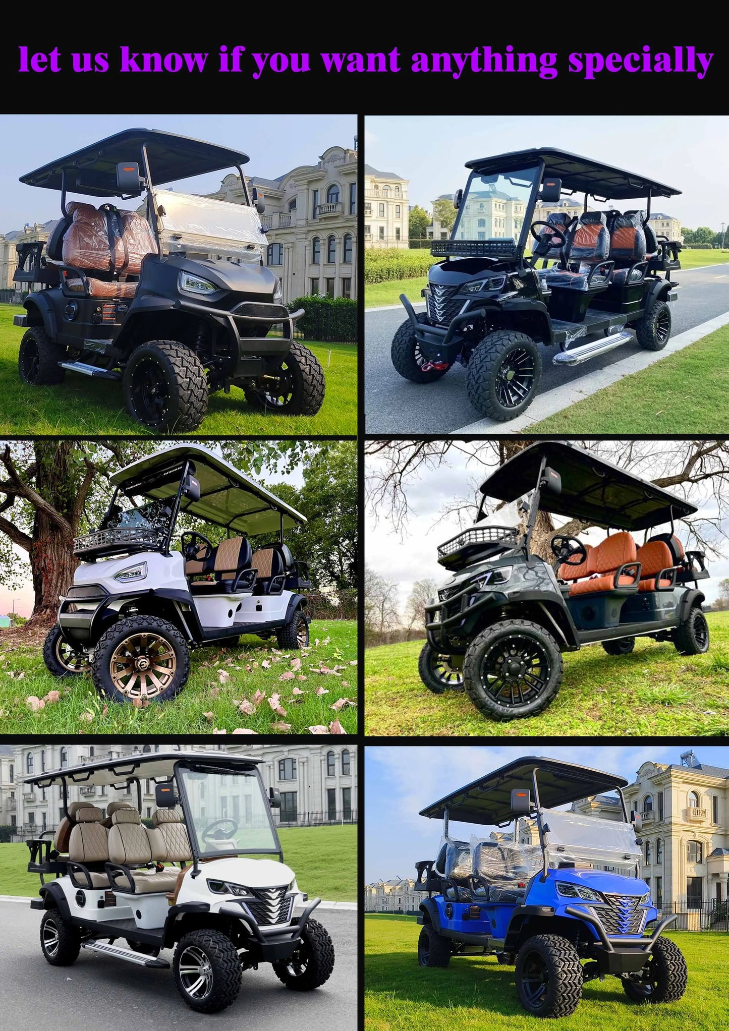 Street Legal Electric Golf Cart 4 Seats 5000W Scooter Go Kart ATV Adult Touring Classic Gasoline Golf Cart