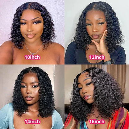 Wear And Go Bob Wigs For Women Human Hair 180% Water Wave Glueless Wig Ready To Go Human Hair Wigs Pre Cut Lace Air Wig Sale 180