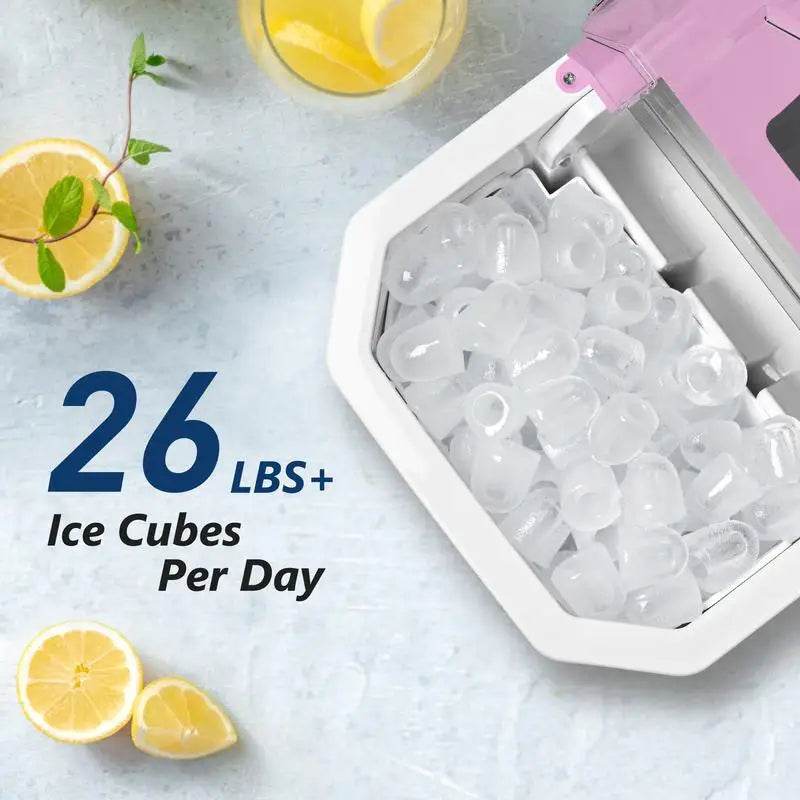 Simzlife Countertop Ice Maker, 26 lbs in 24 Hours, 9 Bullet-Shaped Ice Cubes in 6 Mins, Self-Cleaning - MarvelouStoree