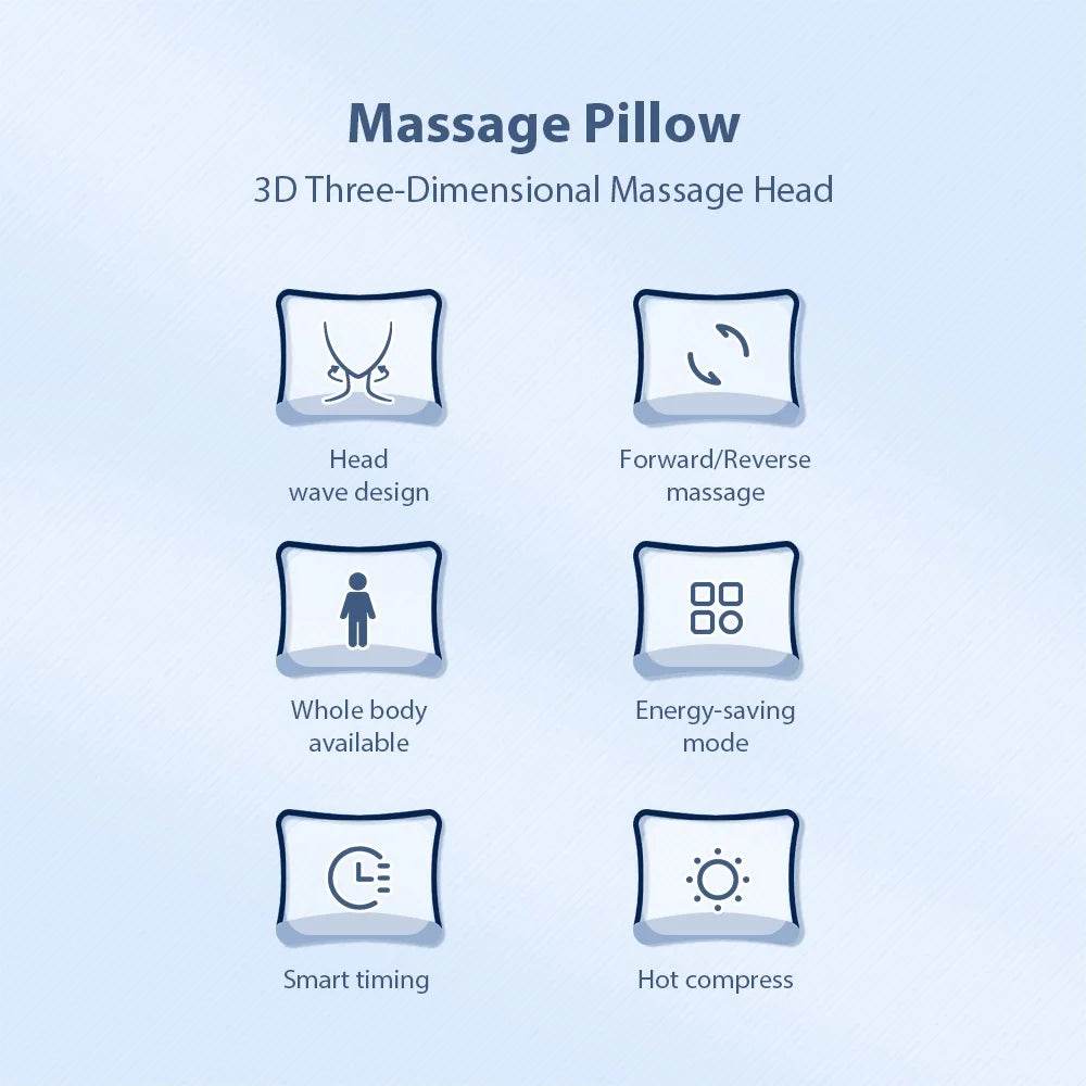 Electric Pillow Massager Neck Shoulder Massage Pillow Waist Back Kneading Massage Cushion Head Massager Neck Cervical masajeador