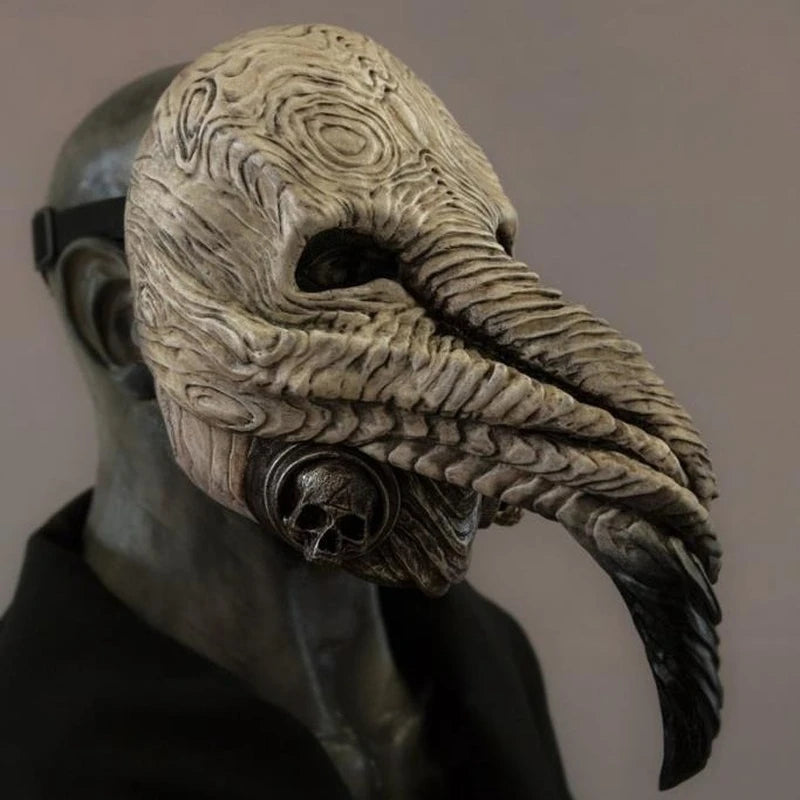 Halloween Steampunk Horror Mask Ghost Bird Beak Plague Doctor Latex Masks Cyberpunk Mask Black Death Doctor Masquerade Mascara